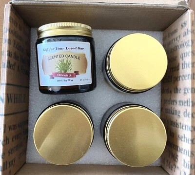 Citronella Scented Soy Wax Candle Gift Set 4 PCS - 3.5 oz each - New Boxed - Image 1 of 4