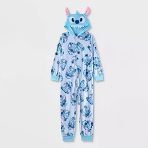 Disney Girls Lilo and Stitch Pajamas One Piece Union Suit Costume Hoodie sz 4-12 - Picture 1 of 5