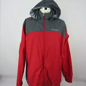 Columbia Men's XL Red Windbreaker Stow Away Hood Full Zip Packable - Picture 1 of 15