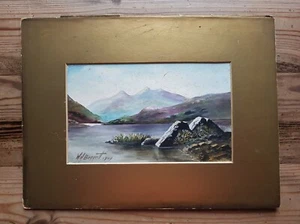 Antigua pintura gouache de paisaje impresionista vintage firmada y fechada en 1909 - Imagen 1 de 4