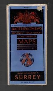 Vintage Bartholomew's Revised Half Inch Contoured Map of Surrey Sheet 9 c1960 - Picture 1 of 4