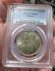 1942 Ireland Half Crown PCGS MS64 Silver Coin Horse Harp High Grade Rare - Picture 1 of 7