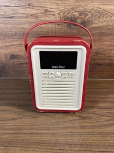 Retro Mini DAB Radio Bluetooth Speaker FM Red Faux Leather Tested Battery - Picture 1 of 13