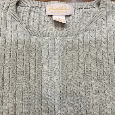 Brooks Brothers 100% мерсеризованный хлопок кабель трикотажа длинным рукавом желтовато-коричневый свитер размер L - Изображение 1 из 4