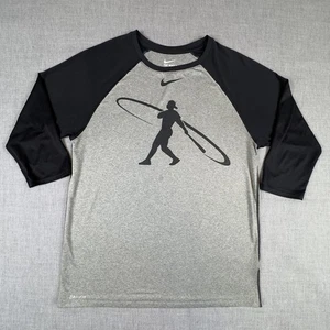 Nike Ken Griffey Jr Swingman Shirt Mens Medium Gray Black 3/4 Raglan Sleeve - Picture 1 of 12