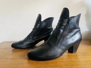 ARCHE Black 100% Leather Zip Up Heeled Ankle Boots Ladies Size 40 Great Cond - Picture 1 of 12