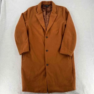 PACSUN Men's Brown Trench Coat Jacket Button Up Collared Size Large - Picture 1 of 9