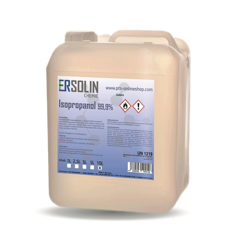 Isopropanol 99,9% 10L sehr ergiebig IPA Entfetter Reiniger auch in 1L 2.5L 3L 5L - Bild 1 von 2