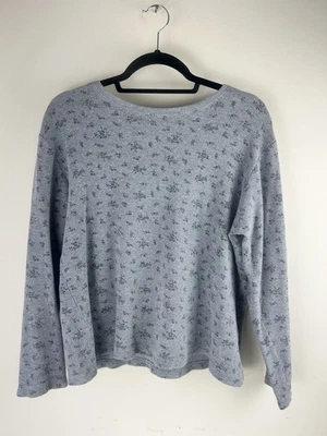 Faded Glory Y2K Térmico Cuello Redondo Mujer Grande Gris Floral Grunge Cottage Años 90 Foto 1 de 4