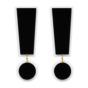 Orecchino goccia punto esclamativo-simbolo grande orecchino nero bianco accessorio acrilico - Foto 1 di 13