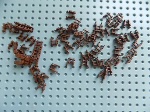 LEGO Reddish Brown Technic Link Chain Link 65 x Pieces Tread Track 3711 - Picture 1 of 2