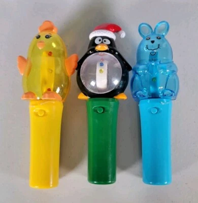 Lot of 3 Coolites Penguin Chicken Bunny Light Up Toy Spinner Holiday See Descrip - Image 1 of 4