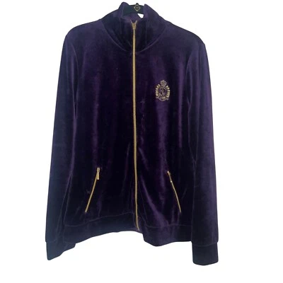 De Colección Ralph Lauren Sudadera con Capucha Cremallera Terciopelo Púrpura L Activo/Atletismo Cómodo Foto 1 de 4