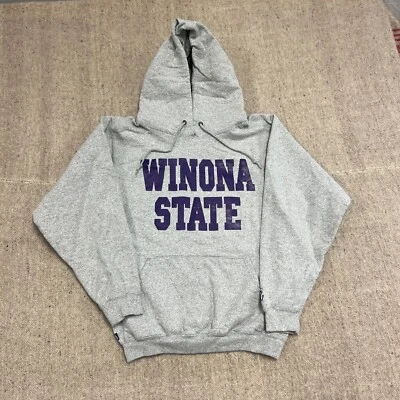 Vintage Winona State University Hoodie Mens Small Gray 1990s USA - Image 1 of 4