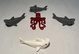 Lego Animal/Water Minifigure Lot of 5 Octopus & Sharks - Picture 1 of 6