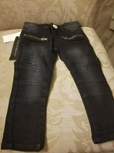 Schwarze rosa Samtjeans neu mit Etikett 2T Mädchen Skinny Fit - Bild 1 von 10