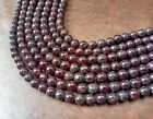 Natural Garnet Round Beads String - Smooth Plain Beads - 13 Inches