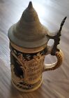 Antique 1/8L German Beer Stein No. 2793 Man and Stags Scene w/ Pewter Lid