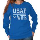 USAF Wife United States Air Force Wings Adult Long Sleeve Crew Sweatshirt