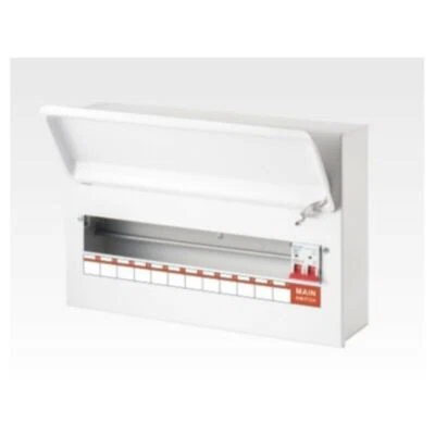 LIVE ELECTRICAL Live 8 Way Metal Clad Consumer Unit c/w 100A Man Switch (6 usable ways)