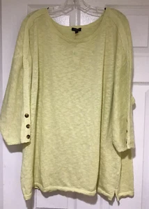 Nuevo con etiquetas Suéter Talbots 1X 16W Amarillo Manga 3/4 Mezcla Algodón - Imagen 1 de 2