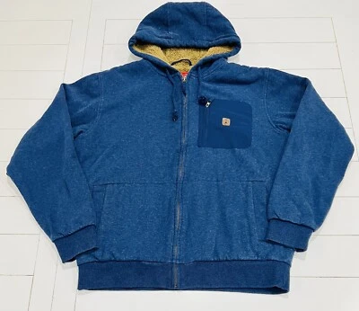 Coleman 男式 M 蓝色全拉链夏尔巴羊毛衬里连帽谷仓编舞外套 — 第 1/4 张图片