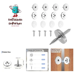 8 Set Cabinet Door Catch, Cabinet Latch Magnetic Lock Stainless Steel with Sc... - Picture 1 of 7