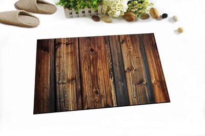 Retro Brown Wood Board Non-skid Door Bath Mat Rome Floor Carpet Home Shower Rug - Image 1 of 2