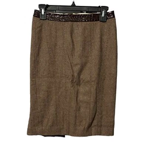 Coquette BeBe Brown Wool Blend Baddie Lace Back Lined Womens 2 Flare Skirt NWT - Picture 1 of 12