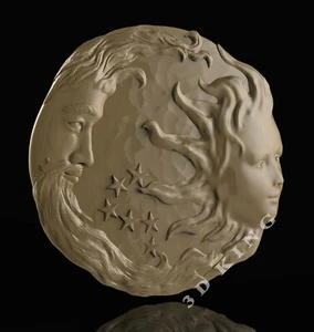 3D STL Model SUN MOON 2 for CNC Router 3D Printer Engraver Carving Aspire Cut 3D - Picture 1 of 1