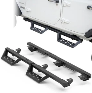 Running Board For 2018-2025 Jeep Wrangler JL JLU 4Door Side Steps Nerf Bar Steel - Picture 1 of 8