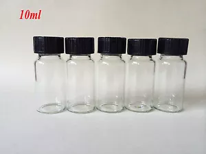18pcs 10ml 22*50mm Vial clear Glass Bottles & black plastic Lid high quality - Picture 1 of 3