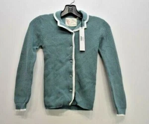 The Red League Kid's Long Rib Sleeve Button Front Cotton Ribbed Sweater 10Y - Picture 1 of 10