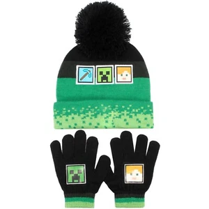 Minecraft Winter Hat & Gloves Set for Boys Woolly Hat & Gloves Warm and Comfy - Picture 1 of 7