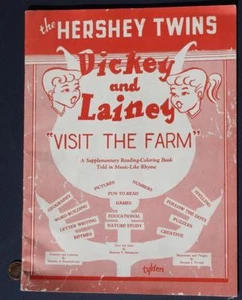 1955 Hershey Park Pennsylvania Hershey Twins Visit The Farm Coloring Book CUTE + - Picture 1 of 1