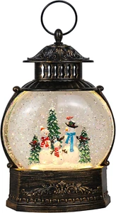 Christmas Singing Snow Globe Lantern Battery Operated USB Powered Lighted Water - Picture 1 of 7