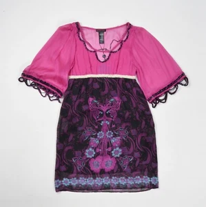 Custo Barcelona Vintage Y2K Boho Silk Multicolor Mini Dress Size 1 - Picture 1 of 11