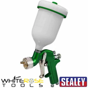 Sealey Gravity Feed Spray Gun 1.7mm Set Up 600ml Paint Pot Vehicle Car Green - Picture 1 of 1