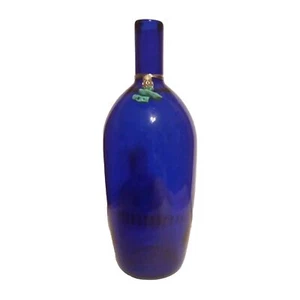 Colbalt Blue Decorative Bottle/Vase Handblown Adorned With Authentic Turqoise 6" - Picture 1 of 5