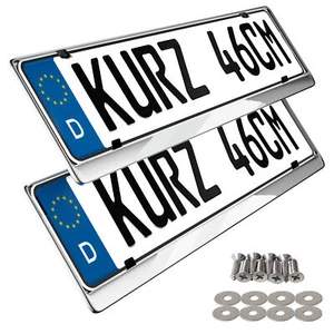 2 Kennzeichenhalter 100% EDELSTAHL 46cm poliert Chrom Kennzeichenhalterung 460mm - Picture 1 of 5