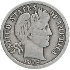 1916 Barber Liberty Dime silver great coin nice problem free G-Vg Free Shipping