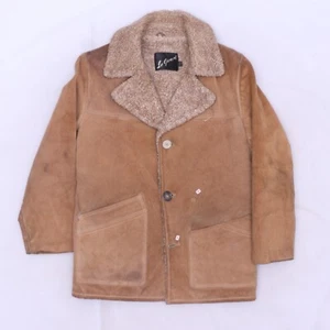 D5700 Vintage Le Girerd Herren Sherpa gefütterte Western Leder Wildleder Jacke Gr. 38 - Bild 1 von 13