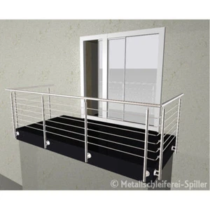 Edelstahl U Geländer Balkon Handlauf 6 Traversen vorgesetzte Montag 500-20000 mm - Bild 1 von 2