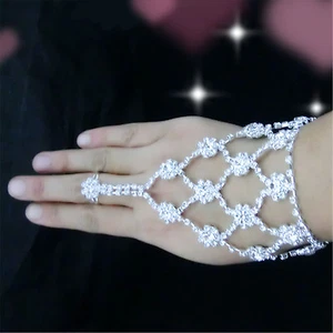 BRACELET PARURE MAIN SEXY STRASS LOSANGE BIJOU BAGUE WOMAN JEWEL DONNA GIOIELLO - Picture 1 of 3