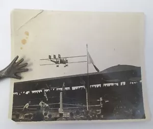 WWI Photograph of 1919 INTER-ALLIED GAMES Boxing at Pershing Stadium w/ Bi-Plane - Picture 1 of 2