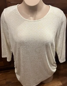Laura Ashley Damen hellbraun gold Glitzer Dreiviertelärmel Shirt Gr. 2 X neu ohne Etikett - Bild 1 von 2