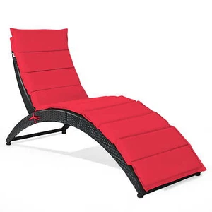 Tanning Lounge Chair With Red Cushion For Poolside Outside Patio Deck Clearance - Picture 1 of 10