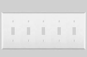 1 pc 5-Gang Toggle Switch Wall Plate Cover White Five Unbreakable Lexan Plastic - Picture 1 of 1