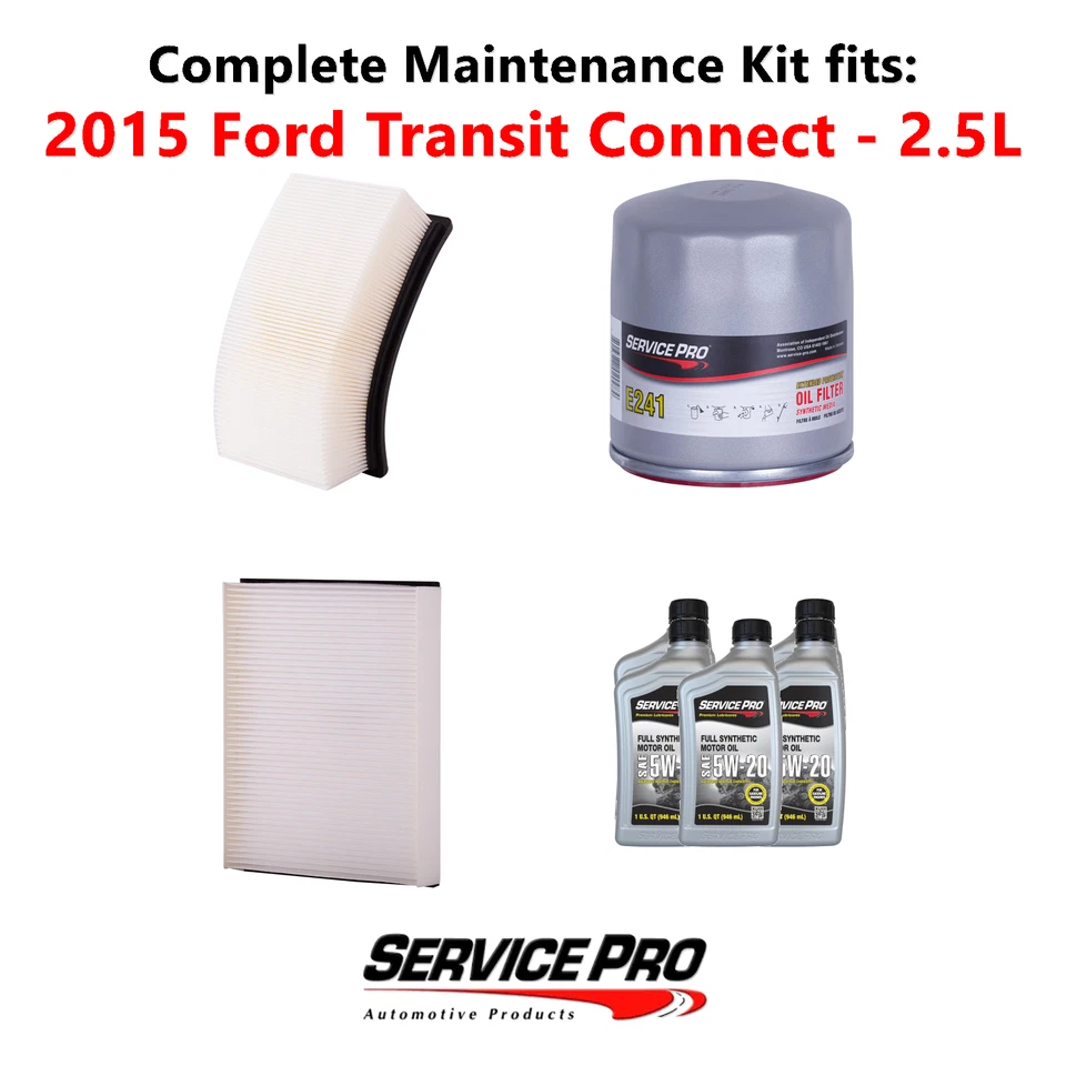 2015 Ford Transit Connect 2.5L Complete Oil, Air & Cabin Filter Kit (5W-20) Foto 1 de 4