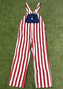 Mono con tirantes Liberty Denim EE. UU. Rojo Blanco Azul Bandera Patriótica a Rayas 34X30 NUEVO - Imagen 1 de 10